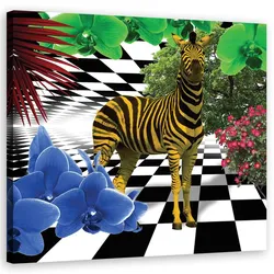 WANDBILD bunte zebra tiere