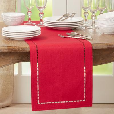 Saro Lifestyle Table Runner with Laser-cut Hemstitch