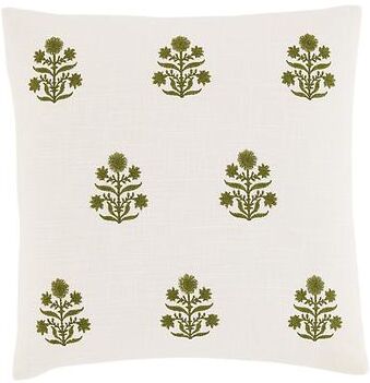 "Mathilde Embroidered Pillow Cover - Dusty Blue 20"" x 20"" - Ballard Designs"