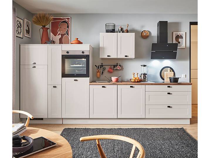 Autarke Zeile Kühl+Apotheker B 370cm Ausrichtung links Grau/Kaschmir