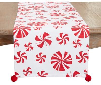 Saro Lifestyle Sweet Peppermint Candy Table Runner
