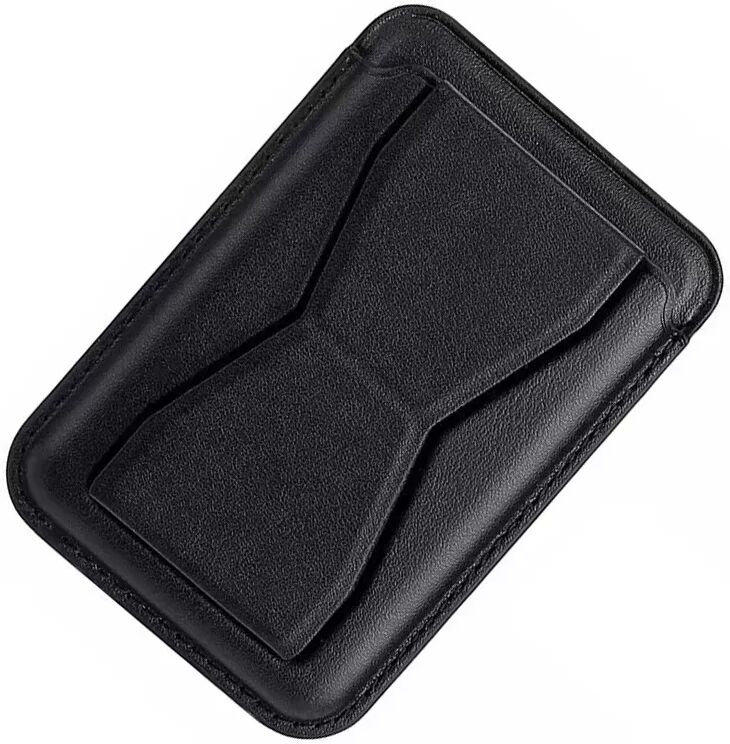 INF Faltbarer Handyhalter aus PU-Leder mit Kartenfach – Universelle Schmetterlings-Kartenhalter-Geldbörse Schwarz