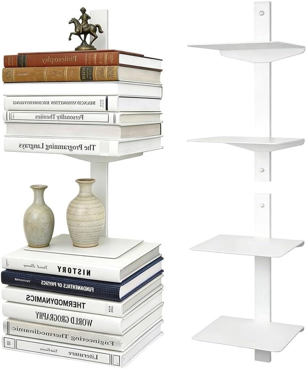 Set van 2 Onzichtbare Boekenplanken - Verticale Boekenhouder - Wit
