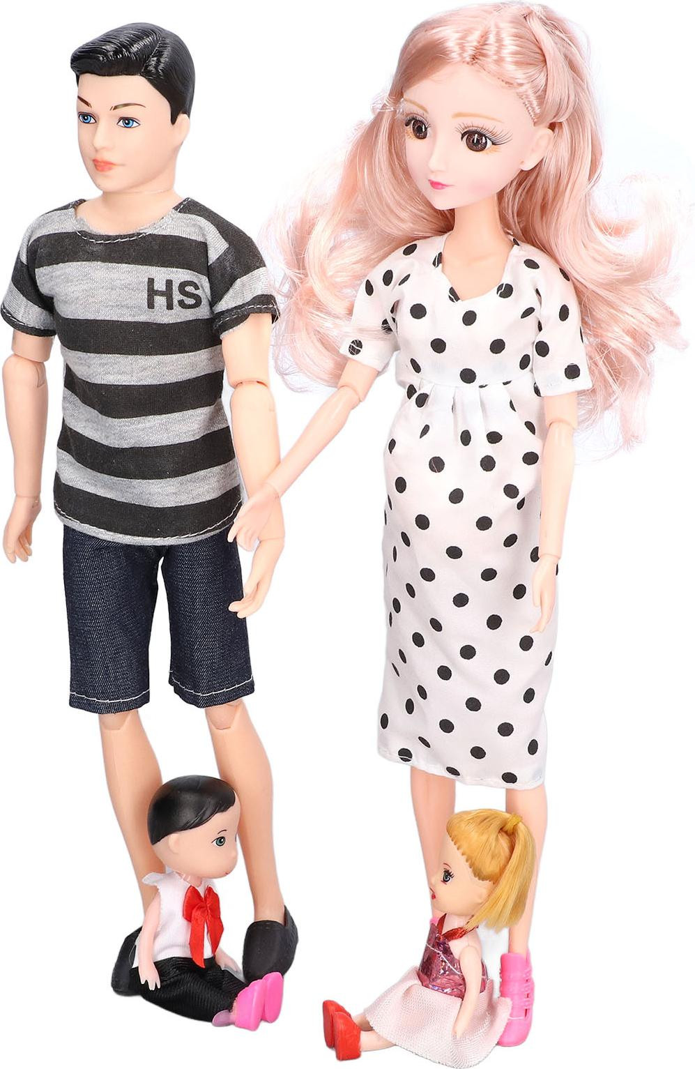 Realistische Familiepoppen Set met Vader, Zwangere Moeder, Zoon, Dochter en Baby