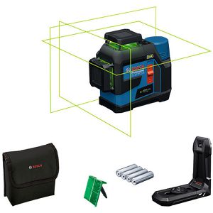 Bosch Kreuzlinienlaser 0601065400, GLL 12V-100-33 CG, 3 x 360°, grüne Laser, selbstnivellierend, mit Halter