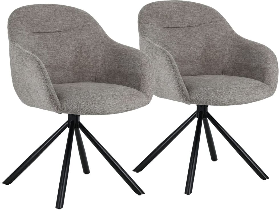 Happy Garden Lot de 2 chaises en tissu gris Gris 62x82x57cm