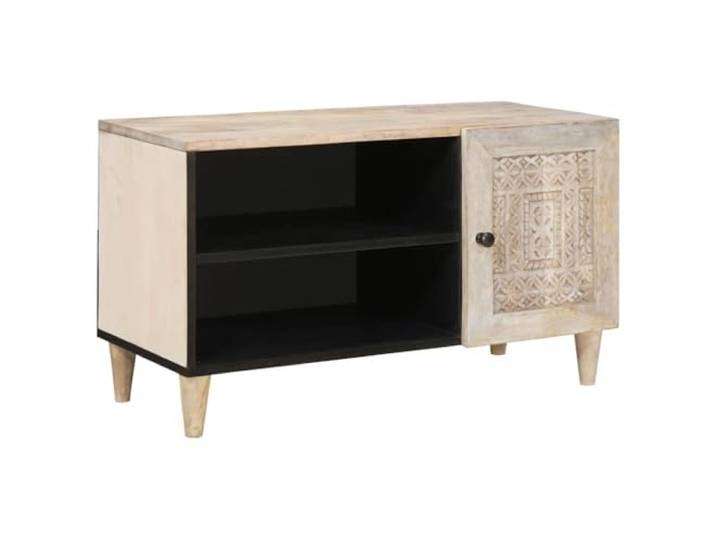 HKPWRBFG TV-Schrank, Medieneinheit mit Tür & 2 Regalen, Weiß 80x33x46 cm Robustes Holzwerkstoff-Design, Vielseitiger Stauraum, Modernes Wohnzimmer-Möbel