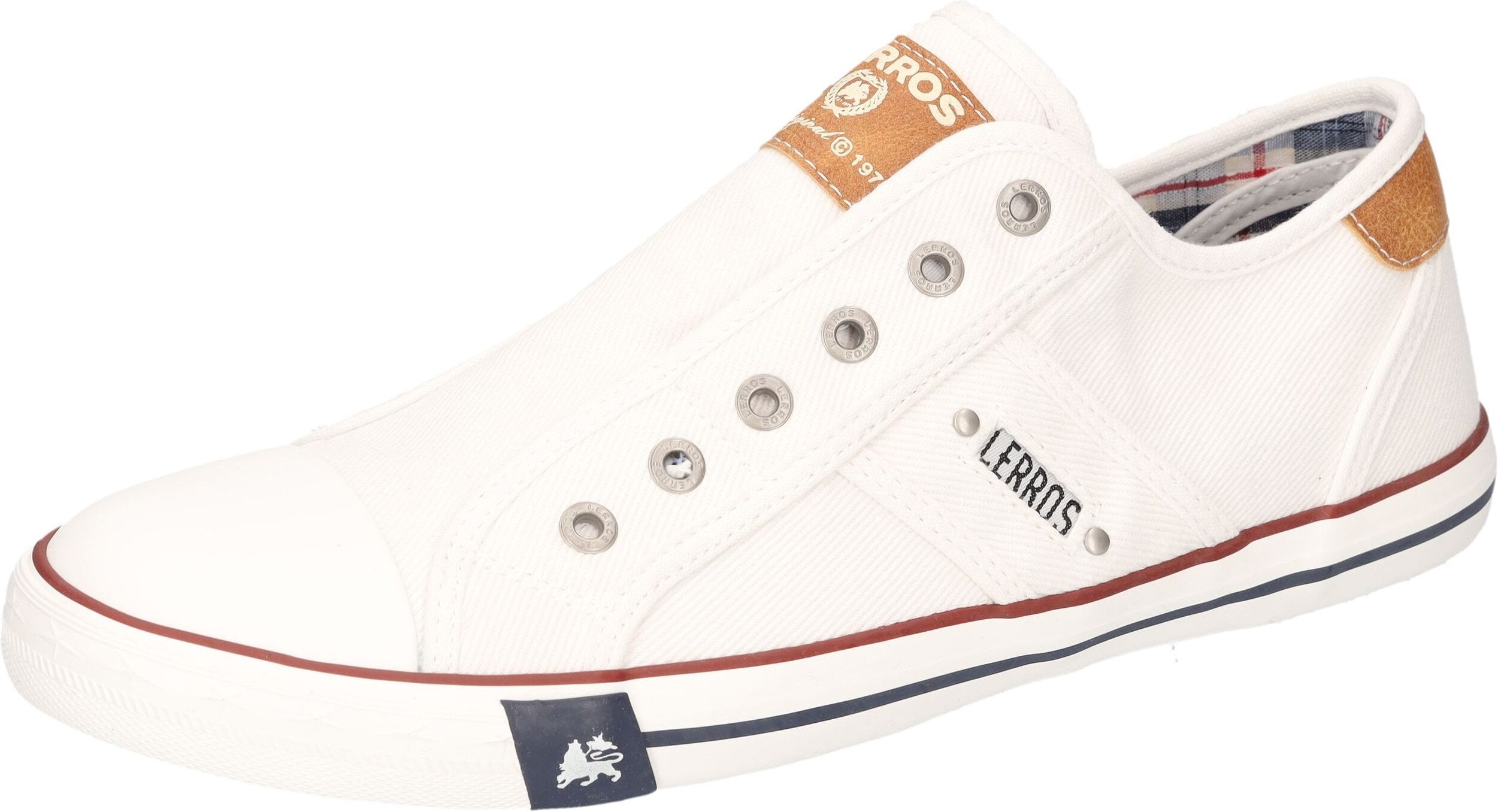 Slip-On Sneaker LERROS, Herren, Gr. 42, Textil, weiß, kontrastfarbene Details, Schuhe Slip-On Sneaker, Schlupfschuh, Halbschuh, Sneaker im lässigen Look
