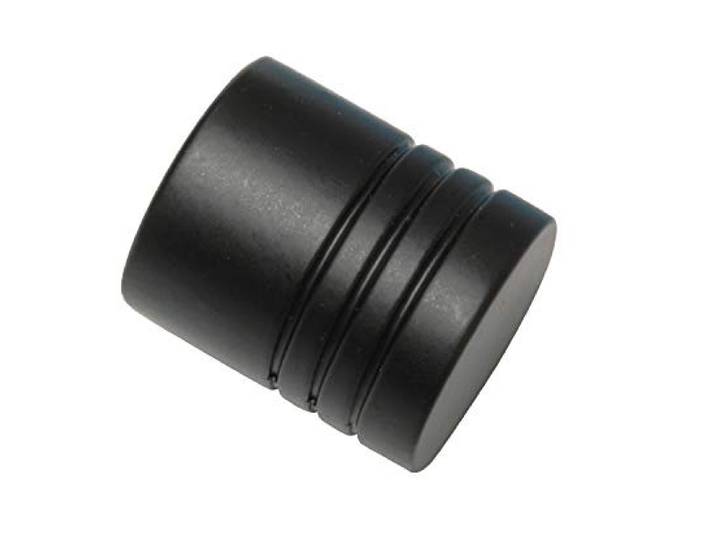 Gardinia Endstücke, Zylinder, Für Gardinenstange mit Ø 16 mm, Metall, Schwarz-matt, 2 Stück