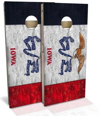 Skip's Garage Iowa Flag Outdoor Cornhole Board Set
