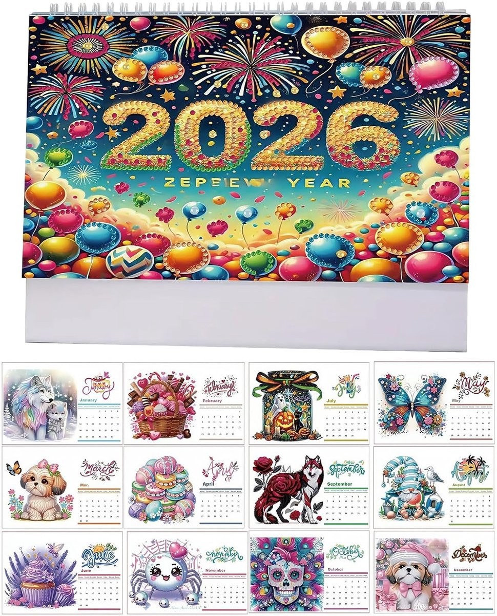Bureaukalender Edelsteen Kunst - Decoratie en Planning - B/D/H: 26 x 20 x 2 cm
