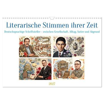 Literarische Stimmen ihrer Zeit (Wandkalender 2027 DIN A3 quer), CALVENDO Monatskalender