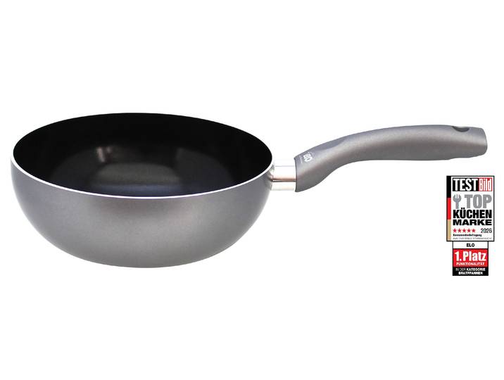 Wok ELO Wok-/Pastapfanne 20cm Ducato , silber (silberfarben, schwarz), H:7cm Ø:20cm, Pfannen, Wok, Induktion