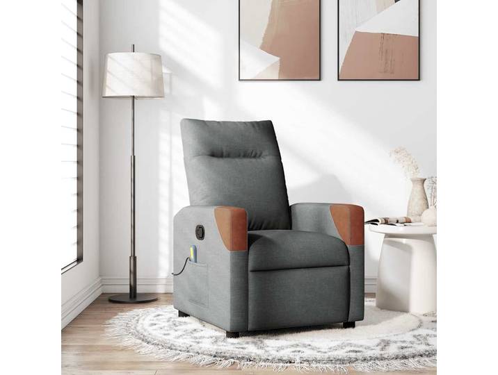 vidaXL Massage-Relaxsessel, Stoff, Dunkelgrau