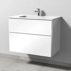 Sanipa 3way Waschtisch-Set mit Keramik-Waschtisch Design und Unterbau, Weiß-Glanz, BS48078 BS48078