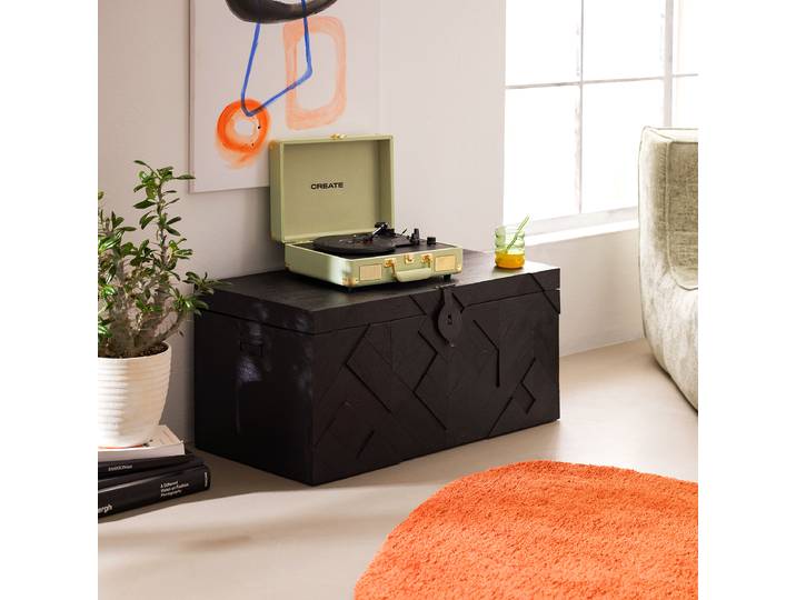 Massiver Truhentisch LEDDA 85 x 40 x 40cm Braun/Akazie Schwarz