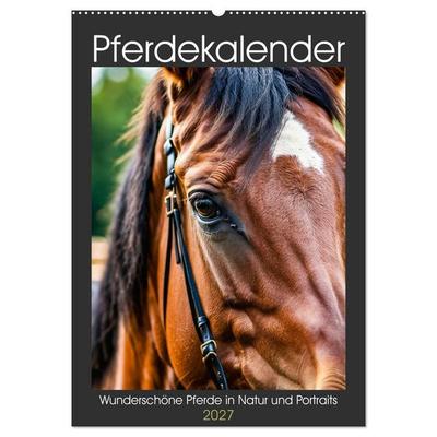 Pferdekalender - Wunderschöne Pferde in Natur und Portraits (Wandkalender 2027 DIN A2 hoch), CALVENDO Monatskalender