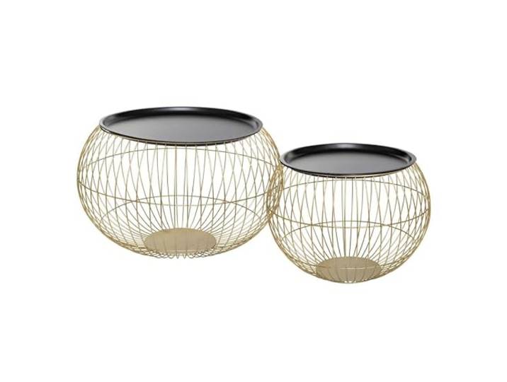 Well Home 2er Set glamouröse Beistelltische aus Metall in Gold und Schwarz