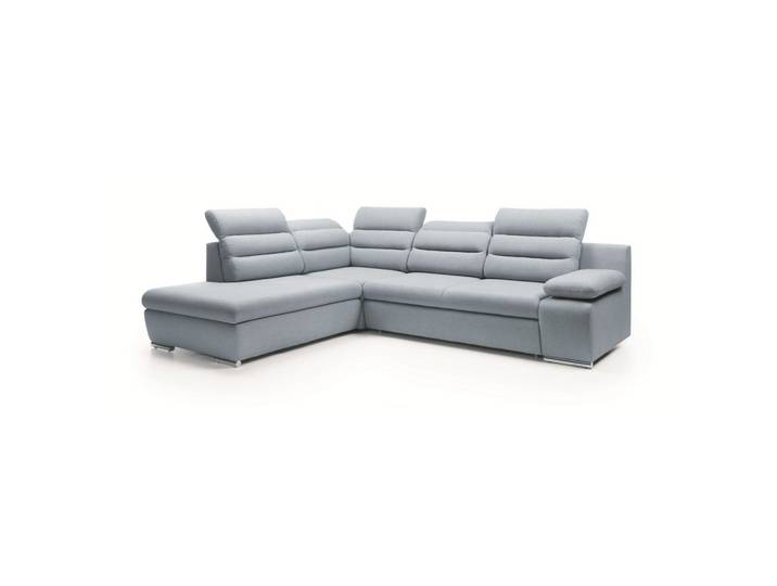 ECKSOFA RISO Blau Velours-Stoff mit Schlaffunktion