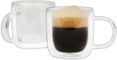 Mr. Coffee Espresso Set of 2, 3 Ounce Double Wall Insulated Glass Mug Set