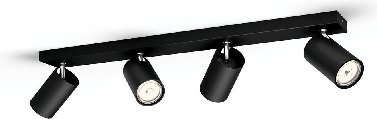 Deckenspot PHILIPS "Kosipo, 4 x GU10", schwarz, B:11,8cm H:9,2cm L:44,3cm, Leuchten, Deckenspot schwarz 4, H: 9,2cm