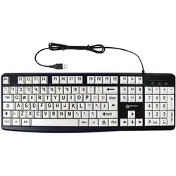 Geemarc Tastatur KBSV3 USB Deutsch, QWERTZ Weiss, Schwarz Extragrosse Tasten, Multimediatasten, Anschluss (DE, Kabelgebunden), Tastatur, Weiss