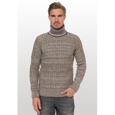 Rollkragenpullover RUSTY NEAL, Herren, Gr. S, beige, 70% Polyacryl, 30% Baumwolle, meliert, normal, hoch geschlossener Ausschnitt, Pullover Rollkragenpullover, im angesagten Strickdesign