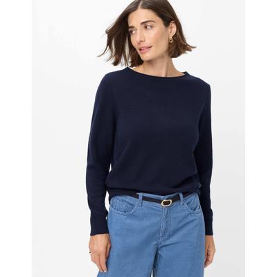 Strickpullover BRAX "Style LISA", Damen, Gr. 40, blau (navy), Strick, 90% Schurwolle, 10% Kaschmir, Rundhals, Pullover Strickpullover