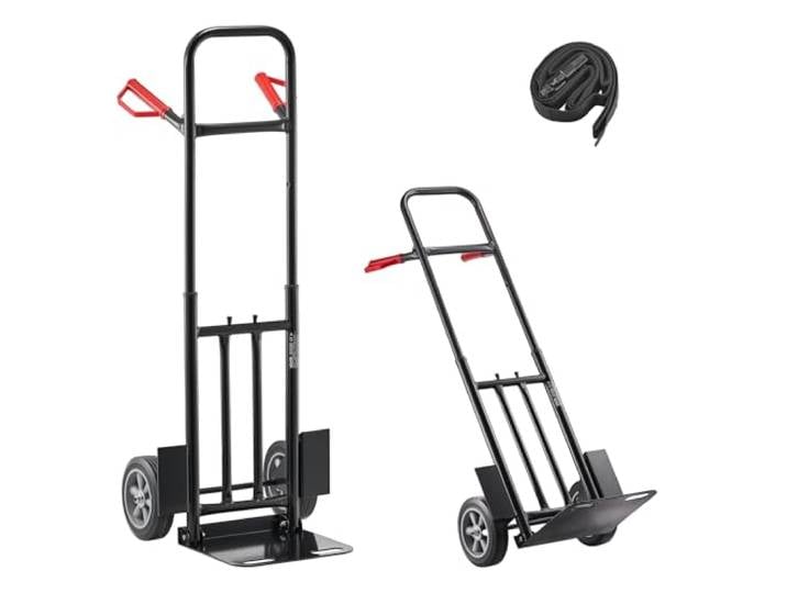 VEVOR Diable Déménagement Capacité de Charge 272\,1 kg Diable Robuste Portable en Acier Allié avec Roues\, Poignée Télescopique\, Sangle d'Arrimage\, pour Manutention Domicile Bureau Entrepôt Supermarché