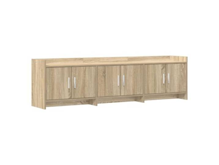PUGYNBK TV-Möbel, 168 x 33 x 47 cm, Sonoma-Eiche, Holz Geräumige Aufbewahrung, Metallgriffe, einfache Montage, einfache Reinigung