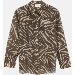 Hemdbluse mit Animal-Print Braun 34