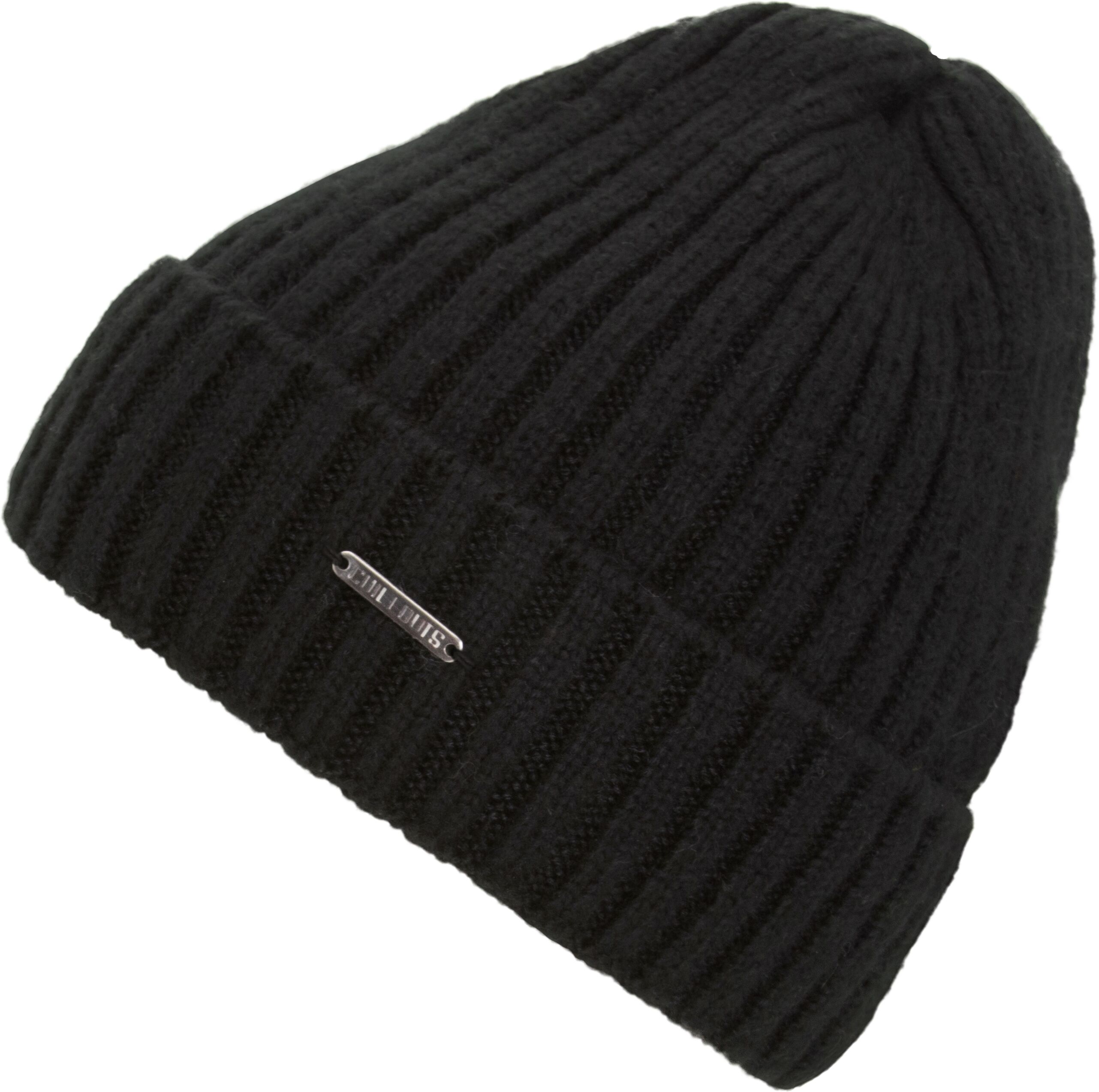 Beanie CHILLOUTS "Tuva Hat", Damen, schwarz, Obermaterial: 57% Polyacryl, 34% Wolle, 5% Polyamid, 4% Polyester, unifarben, Mützen Beanie, Rippstrick Beanie mit Merinowolle schwarz Einheitsgröße