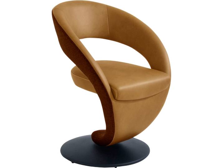 Esszimmerstuhl K+W KOMFORT & WOHNEN Wave, Drehstuhl, Polsterstuhl , gelb (curcuma 71, rust 71, schwarz), B:62cm H:86cm T:61cm, Stühle, Esszimmerstuhl, Design-Drehstuhl, Drehteller in Metall schwarz, Farbkombination