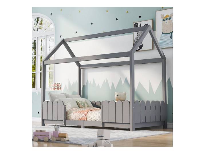 Flieks Kinderbett, Einzelbett Hausbett Kiefernholz 90x200cm