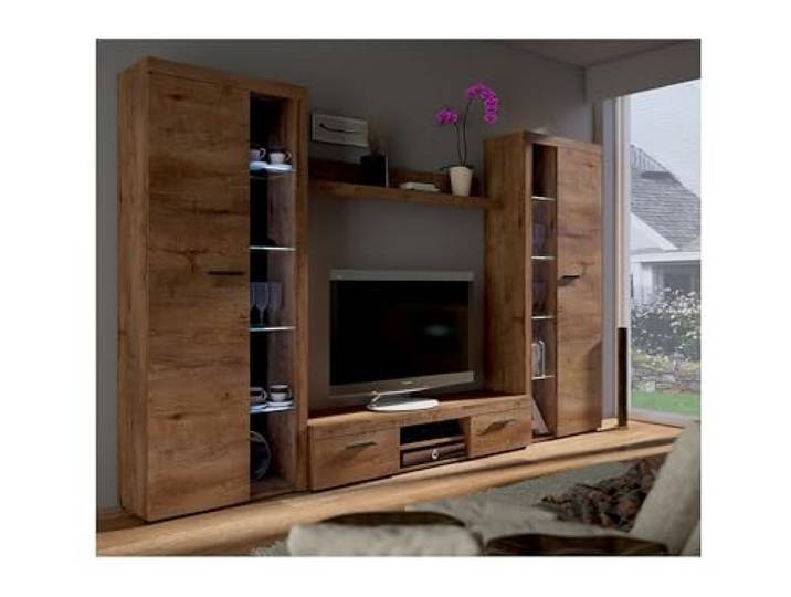 TOP Wohnwand Rumba XL Anbauwand Wohnkombi Wohnzimmer Eiche Lefkas matt