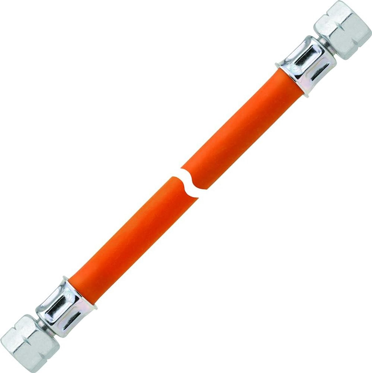 Universele oranje gasslang met slangkoppeling en wartels, 150 cm