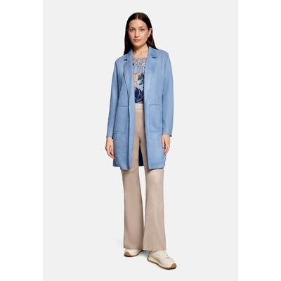 Jackenblazer BETTY BARCLAY "Damen ohne Verschluss", Damen, Gr. 42, blau (infinity), Samt, Obermaterial: 95% Polyester, 5% Elasthan, gerade lang, Blazer