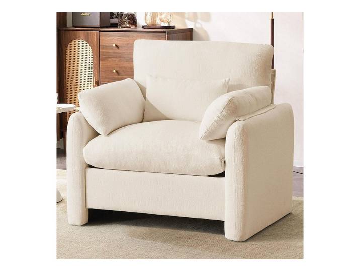LuxusKollektion Ohrensessel Ohrensessel Extragroß Fernsehsessel Beige einzelsofa 1 Stück