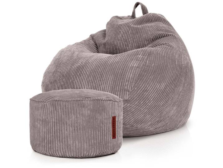 Scoop Sitzsack in Cord-Optik mit Sitzhocker - Grau