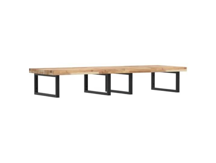 WEMYUFURN Waschbeckenregal Wandmontage Stahl und Akazienholz Schweberegal, rechteckige Halterungen, Handtuchaufhängung, modernes Design, einfache Wandbefestigung