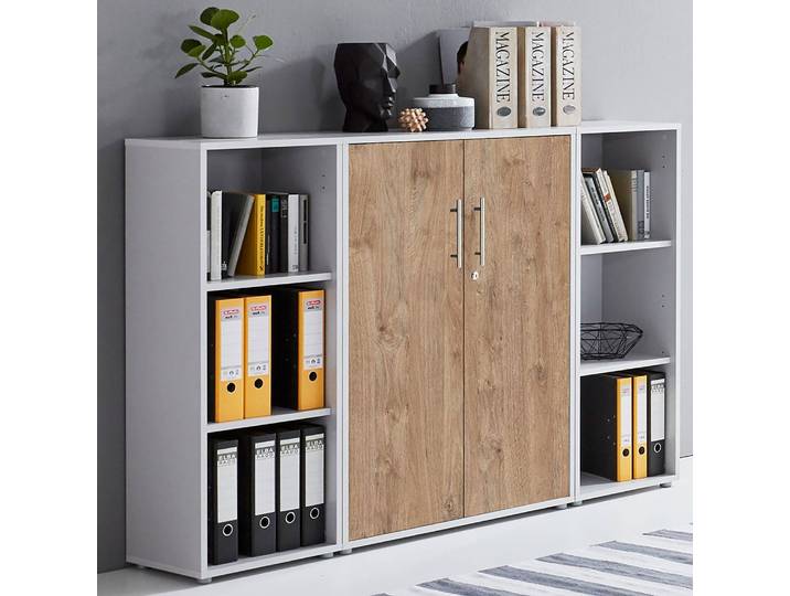 Aktenschrank 3-teilig 114cm Braun/Eiche Sanremo Dekor
