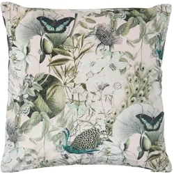KISSENHÜLLE Butterfly Garden – Samt grau-rosa 46/46 cm