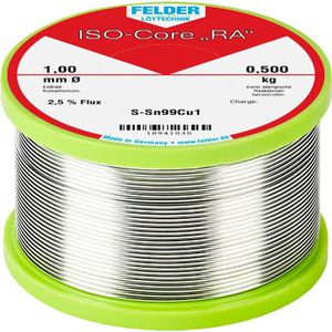 Felder Lötzinn RA Sn99Cu1, Flussmittel, bleifrei, Ø 1mm, 99,3% Zinn, 0,7% Kupfer, 500g