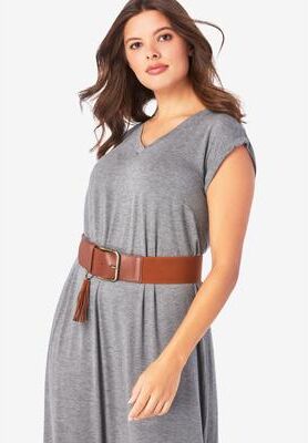 Women's Stretch Tassel Belt by Accessories For All in Cognac (Size L)