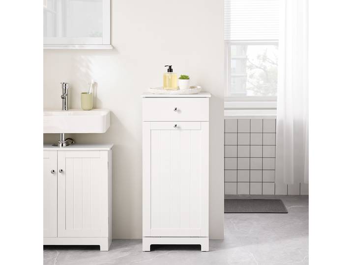 SoBuy BZR21 armoire à linge avec sac à linge pliable coffre à linge collecteur de linge avec tiroirs panier à linge armoire de salle de bain