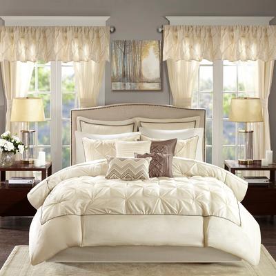Madison Park Essential Madison Park Joella Transitional Plaid 24-Piece Room in a Bag with Window Panels and Sheet Set and Decorative Pillows