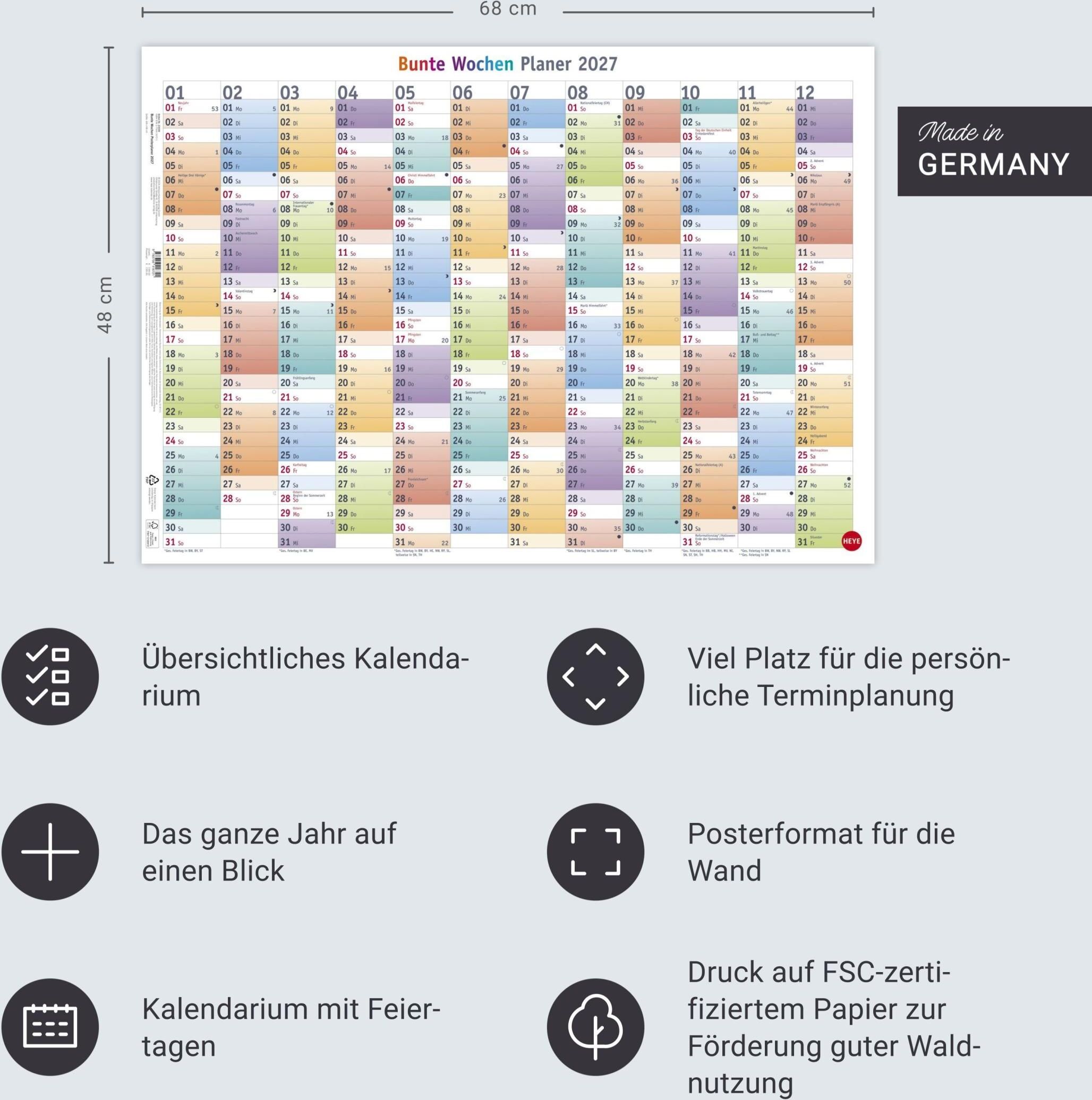Heye Bunte Wochen Posterplaner 2027