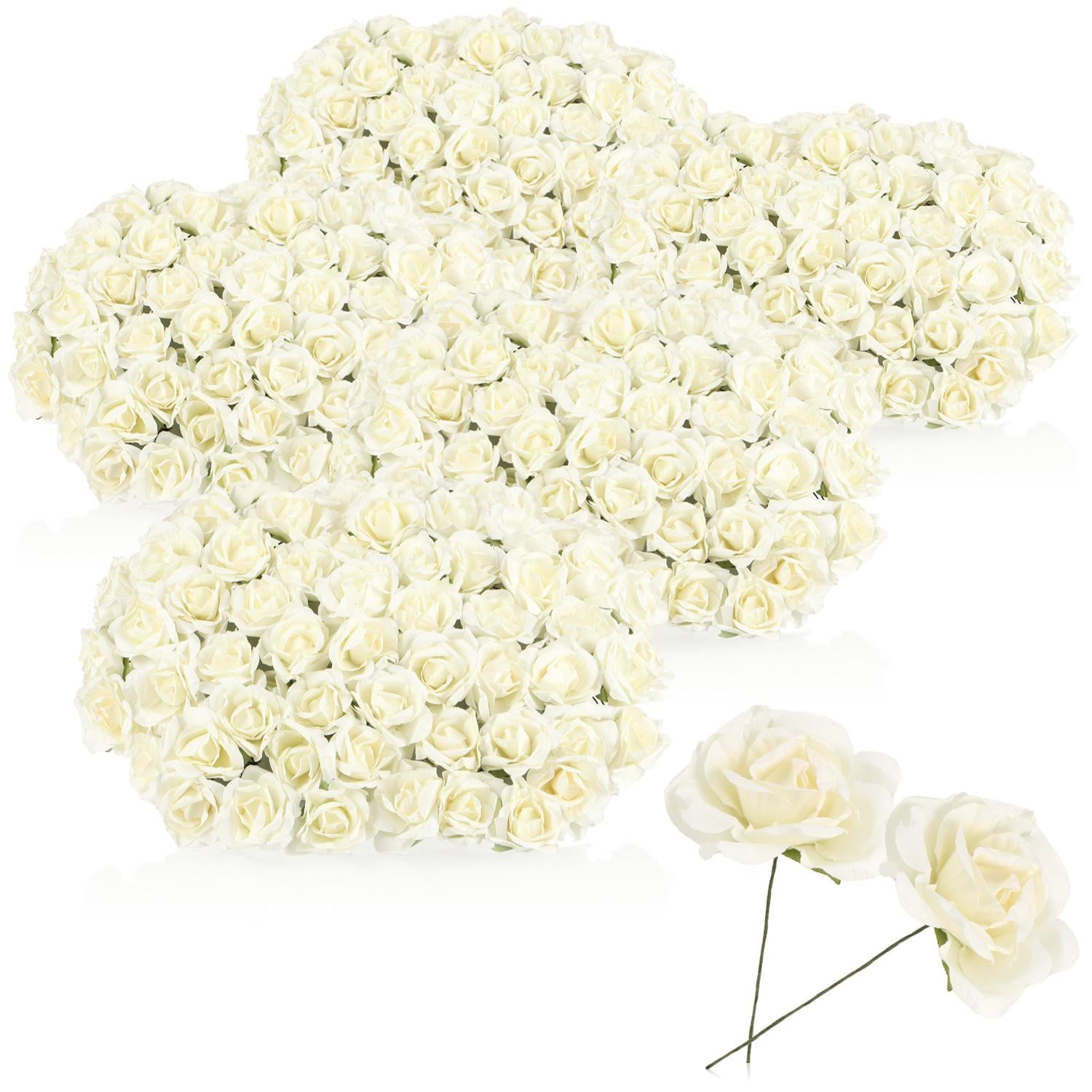 COM-Four 50 bundels met witte decoratieve bloemen, elk 6 stelen