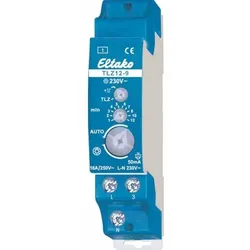 Eltako Treppenlichtzeitschalter, DIN-Schiene, elektronisch mit Ausschaltvorwarnung, 230VAC, 3-Leiter-Schaltung, 230V/AC, flackern, 1TE, TLZ12-9