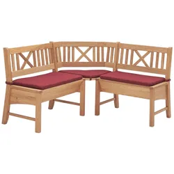 ECKBANK Deborah 204 x 204 x 87 Massivholz Buche lackiert/Weinrot